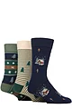 Mens 3 Pair SOCKSHOP Wildfeet Bamboo Christmas Patterned Socks - Alpine Cottage