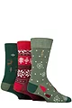 Mens 3 Pair SOCKSHOP Wildfeet Bamboo Christmas Patterned Socks - Fairisle Stag