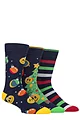 Mens 3 Pair SOCKSHOP Wildfeet Bamboo Christmas Patterned Socks - Smiley Faces