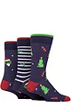 Mens 3 Pair SOCKSHOP Wildfeet Bamboo Christmas Patterned Socks - Trees & Sprouts