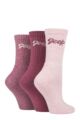 Ladies 3 Pair Jeep Cushioned Foot Cotton Boot Socks - Rose / Cream