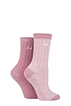 Women's 2 Pair Jeep Super Soft Ribbed Boot Socks - Rose / Cream