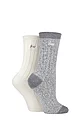 Women's 2 Pair Jeep Super Soft Ribbed Boot Socks - Slate / Cream