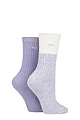 Women's 2 Pair Jeep Super Soft Cable Knit Boot Socks - Lilac / Cream