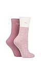 Women's 2 Pair Jeep Super Soft Cable Knit Boot Socks - Rose / Cream