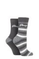 Ladies 2 Pair Jeep Cushioned Brushed Thermal Boot Socks - Slate / Cream