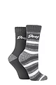 Women's 2 Pair Jeep Cushioned Brushed Thermal Boot Socks - Slate / Cream