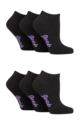 Ladies 6 Pair Jeep Performance Polyester Cushioned Trainer Socks - Black Plain