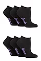 Women's 6 Pair Jeep Performance Polyester Cushioned Trainer Socks - Black Plain