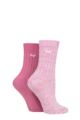 Ladies 2 Pair Jeep Performance Polyester Boot Socks - Cerise / Cream