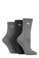 Ladies 3 Pair Jeep Bamboo Scalloped Top Socks - Black / Charcoal