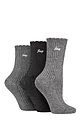 Women's 3 Pair Jeep Bamboo Scalloped Top Socks - Black / Charcoal