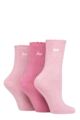 Ladies 3 Pair Jeep Bamboo Scalloped Top Socks - Cerise / Cream