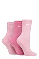 Women's 3 Pair Jeep Bamboo Scalloped Top Socks - Cerise / Cream