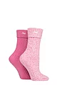 Women's 2 Pair Jeep Super Soft Turn Over Top Polyester Boot Socks - Cerise / Cream