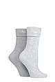 Women's 2 Pair Jeep Super Soft Turn Over Top Polyester Boot Socks - Slate / White