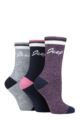 Ladies 3 Pair Jeep Performance Full Cushion Boot Socks - Navy / Rose / Cream