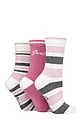 Women's 3 Pair Jeep Performance Full Cushion Striped Boot Socks - Rose / Cerise / Cream