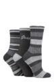 Ladies 3 Pair Jeep Performance Full Cushion Striped Boot Socks - Slate / Grey