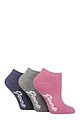 Women's 3 Pair Jeep Fully Cushioned Bamboo Trainer Socks - Rose / Grey / Lilac