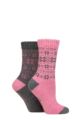 Ladies 2 Pair Jeep Wool Blend Thermal Performance Boot Socks - Charcoal / Rose