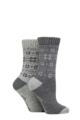 Ladies 2 Pair Jeep Wool Blend Thermal Performance Boot Socks - Slate / Grey