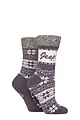 Women's 2 Pair Jeep Fairisle Soft Top Boot Socks Gift Set - Lilac / Cream