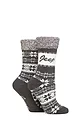 Women's 2 Pair Jeep Fairisle Thermal Soft Top Boot Socks - Slate / Cream