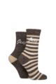 Women's 2 Pair Jeep Wool Blend Thermal Boot Socks - Chocolate / Beige / Wheat