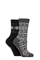 Women's 2 Pair Jeep Fairisle Brushed Thermal Boot Socks - Black / Charcoal