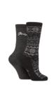 Women's 2 Pair Jeep Cotton Blend Boot Socks - Black / Charcoal