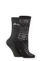 Women's 2 Pair Jeep Cotton Blend Boot Socks - Black / Charcoal