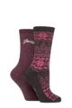 Women's 2 Pair Jeep Cotton Blend Boot Socks - Charcoal / Cerise