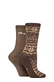 Women's 2 Pair Jeep Cotton Blend Boot Socks - Chocolate / Tan