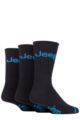 Mens 3 Pair Jeep Ribbed Cotton Boot Socks - Black / Blue