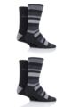Mens 4 Pair Jeep Performance Boot Socks - Black  /  Charcoal  /  Grey Striped