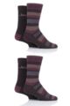 Mens 4 Pair Jeep Performance Boot Socks - Brown /  Earth /  Berry Striped