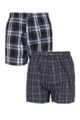 Mens 2 Pair Jeep 100% Cotton Woven Boxers - Black