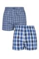 Mens 2 Pair Jeep 100% Cotton Woven Boxers - Navy