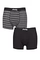 Mens 2 Pack Jeep Plain and Fine Striped Fitted Bamboo Trunks - Black / Stripe