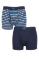 Mens 2 Pack Jeep Tonal Stripe and Plain Keyhole  Hipster Trunks - Navy / Blue