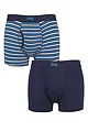 Mens 2 Pack Jeep Tonal Stripe and Plain Keyhole  Hipster Trunks - Navy / Blue