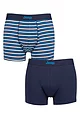 Mens 2 Pack Jeep Cotton Fitted Striped Trunks - Navy / Blue