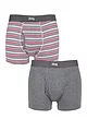Mens 2 Pack Jeep Tonal Stripe and Plain Keyhole  Hipster Trunks - Charcoal / Red