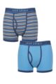 Mens 2 Pack Jeep Spirit Cotton Knitted Keyhole Trunks - Navy / Denim