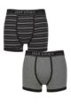 Mens 2 Pack Jeep Spirit Cotton Knitted Fitted Trunks - Black / Grey