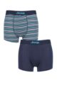Mens 2 Pack Jeep Plain and Fine Striped Fitted Bamboo Trunks - Navy / Turquoise