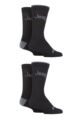 Mens 4 Pair Jeep Performance Boot Socks - Black / Charcoal Ribbed