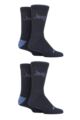 Mens 4 Pair Jeep Performance Boot Socks - Navy / Denim Ribbed