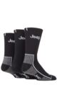 Mens 3 Pair Jeep Cushioned Crew Cotton Sport Socks - Black / Grey